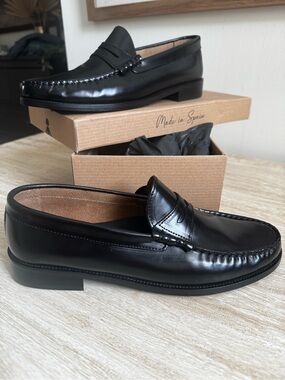 Black Leather Penny Loafers